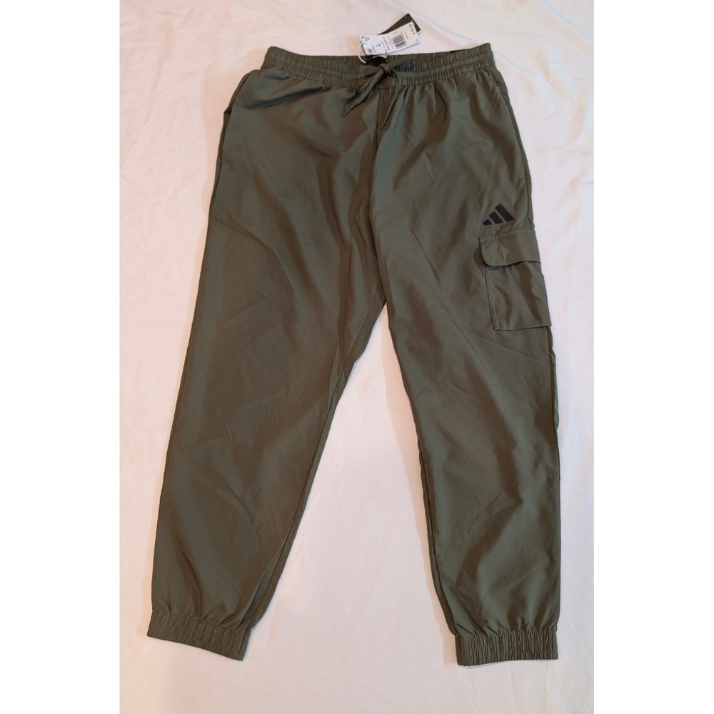 Adidas Mens M SL Cargo PT Olive Green Strata/Black Pants JD1824 Regular Fit Sz L